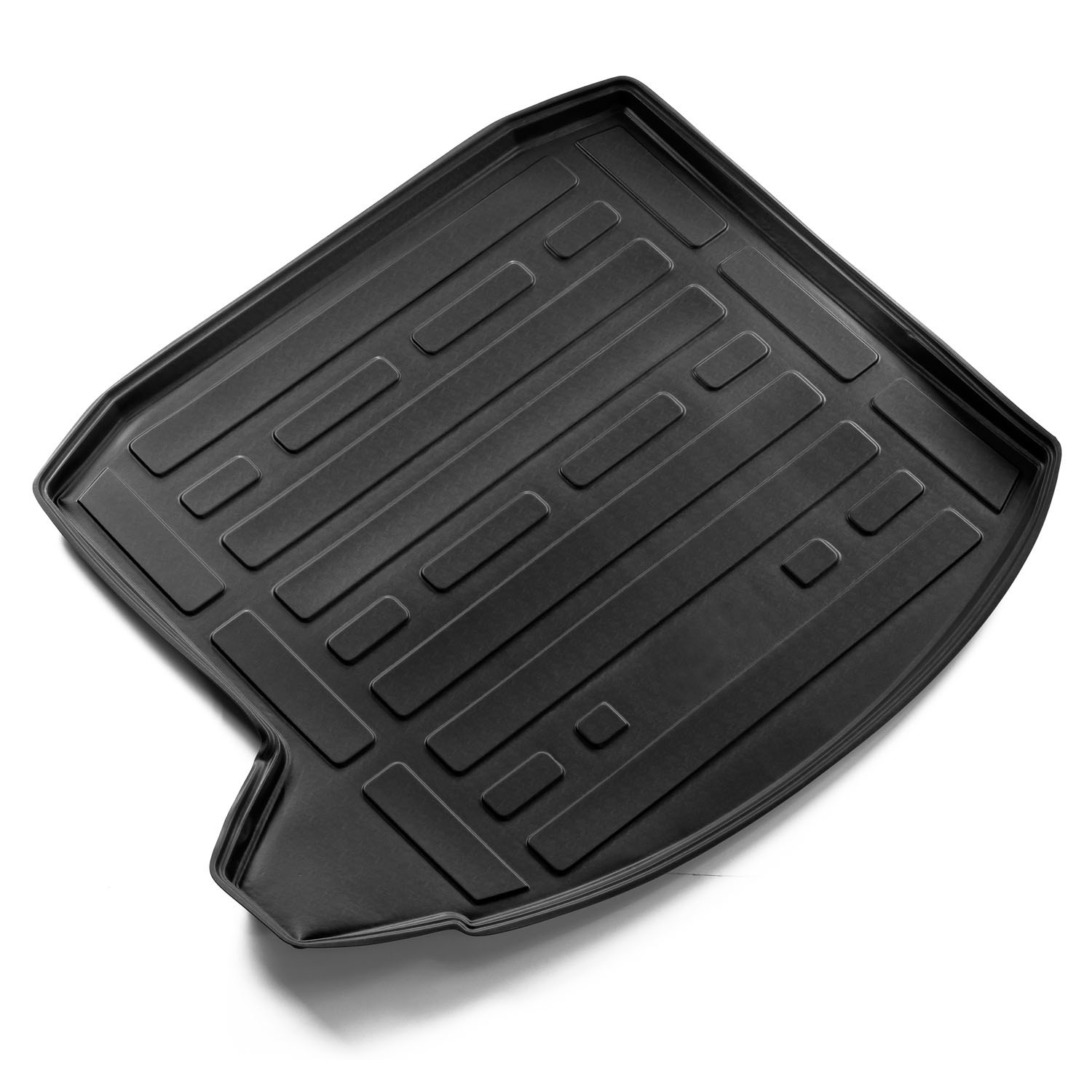 Passgenaue schwarze Kofferraummatte für Audi A3 8V Limousine von Autoteppichstylers.